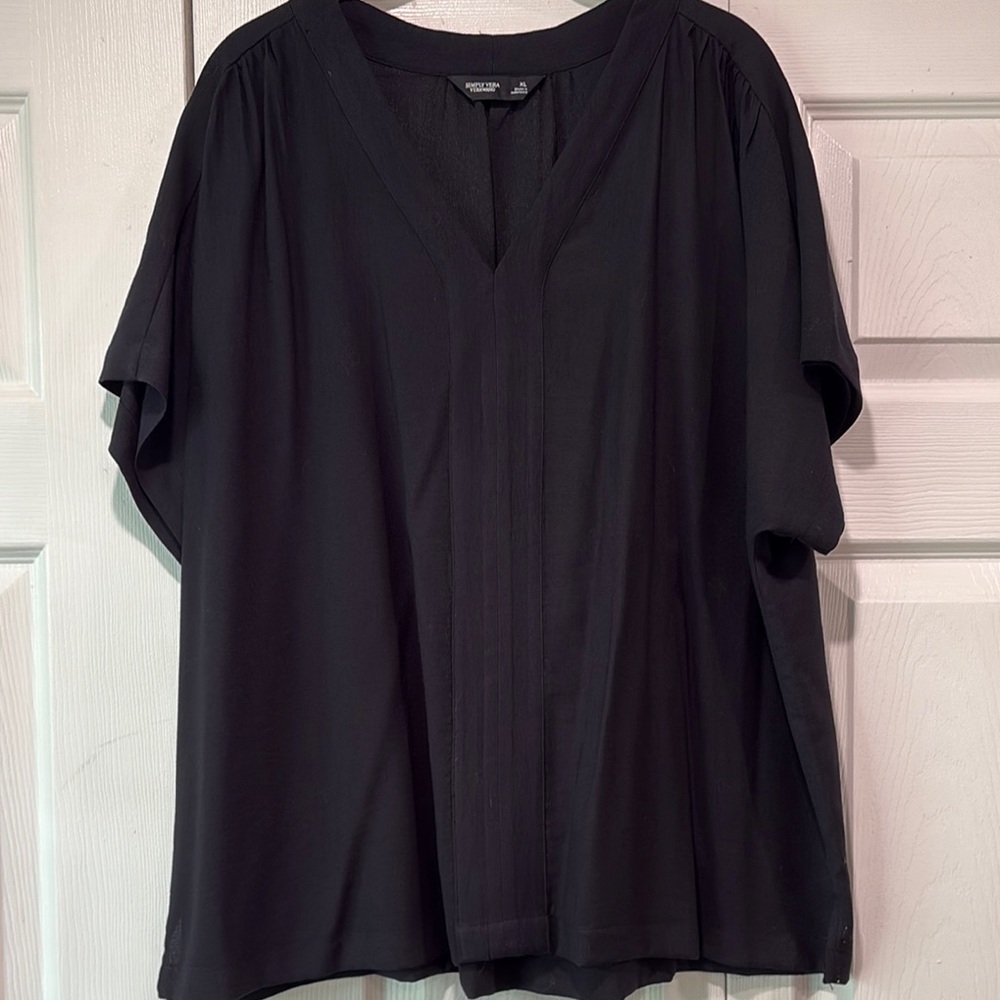 Simply Vera Vera Wang Black Boxy Short Sleeve Blouse